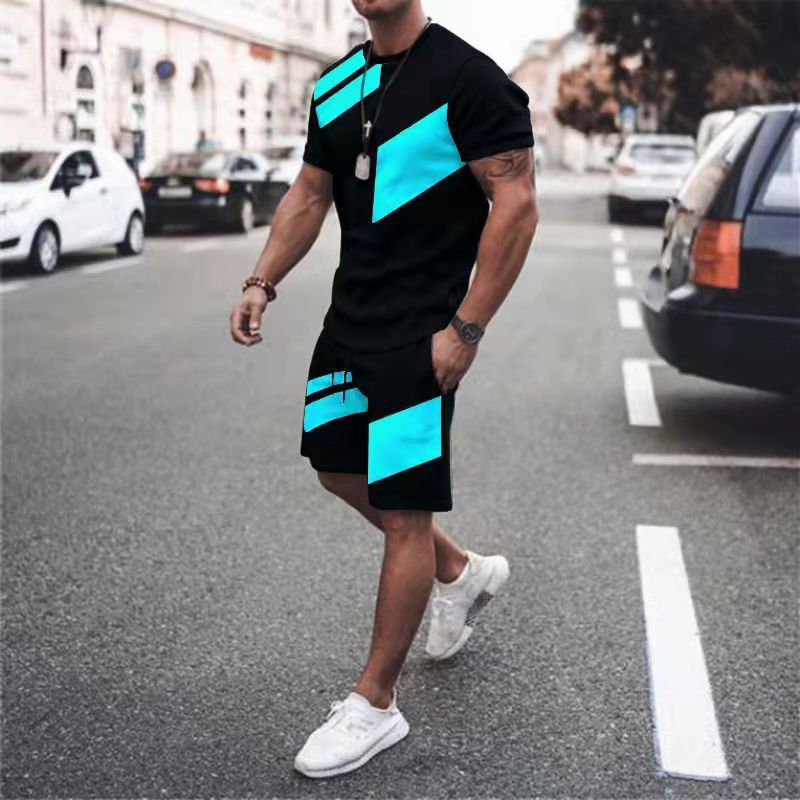 Shirt Kurz 3D Druck Trainingsanzug Mode für Männer