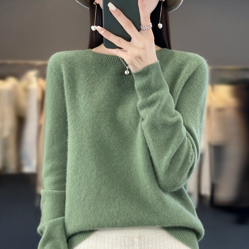 Nestea | Damenpullover mit O-Ausschnitt aus Wolle, Ihr kuscheliger Begleiter