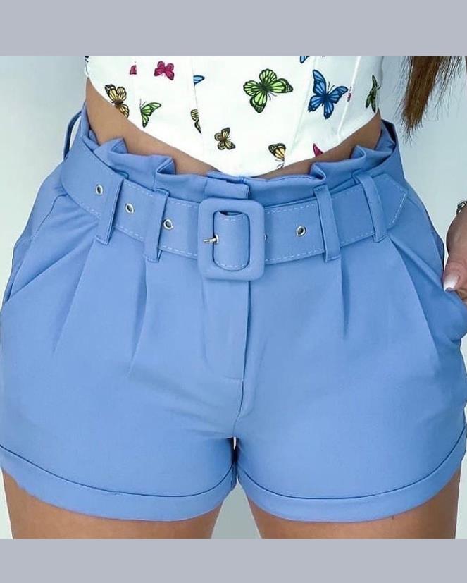 Camila | Gerüschte lässige Sommer-Shorts mit Gürtel