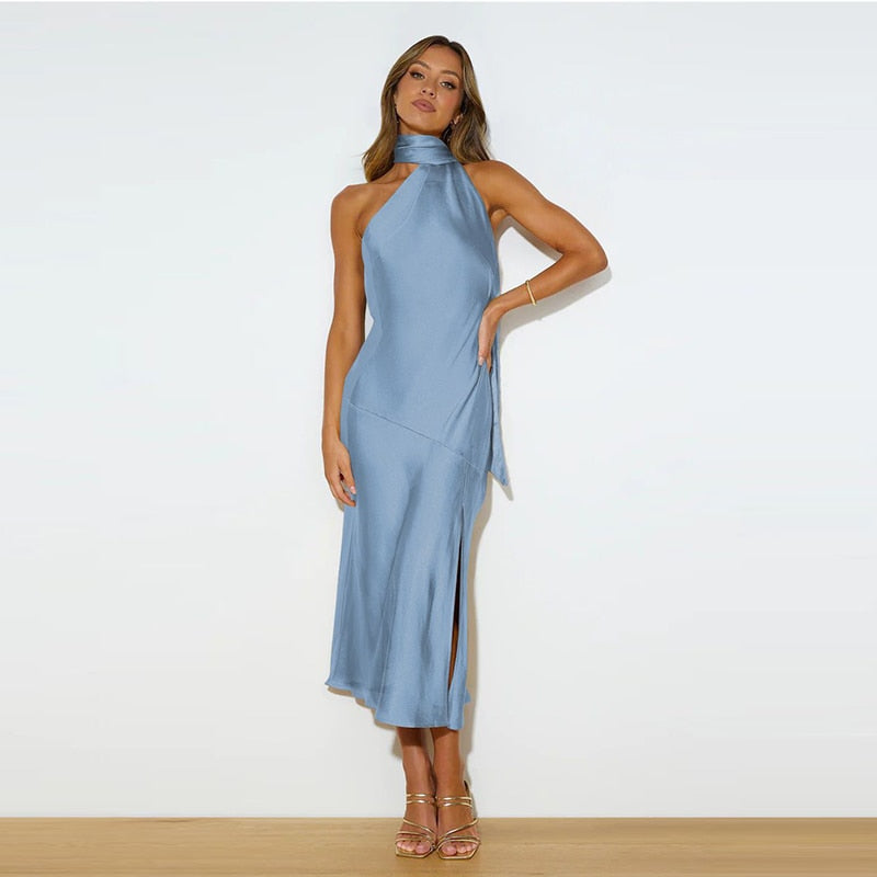Freya | Sexy Rollkragen mit Seitenschlitz Elegantes rückenfrei Kleid