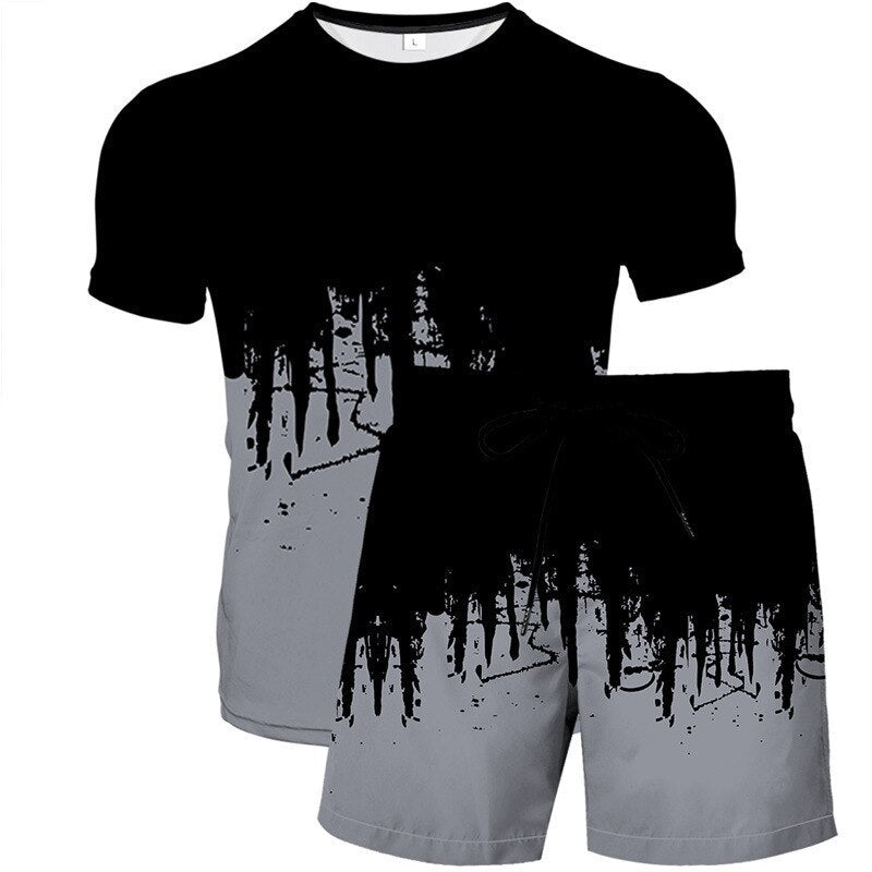 Aaron | Shirt und Short Abstraktes Design Sportbekleidung für Männer