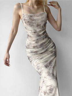 Avery |  Sexy Floral Bodycon Vintage Kleid mit Rückenschlitz