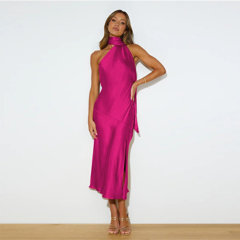 Freya | Sexy Rollkragen mit Seitenschlitz Elegantes rückenfrei Kleid